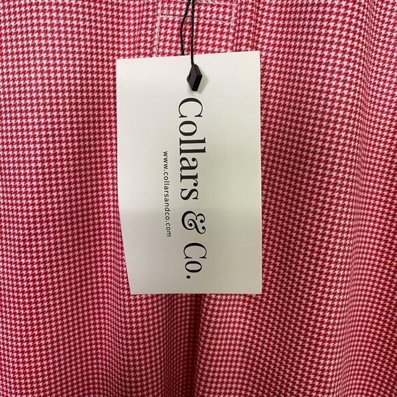 Collars & Co Polo Shirt Mens L Red Houndstooth Golf Preppy Dress Collar NWT - Picture 6 of 10